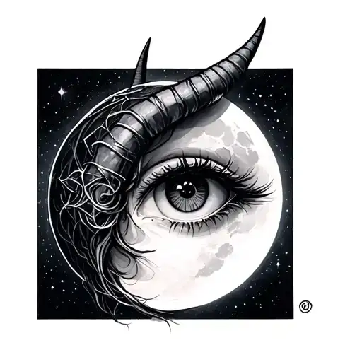 Tied Eyes Moon And Horns