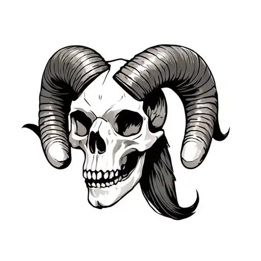 Aries Human Skull With Ram Horns