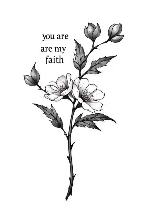 Flowering Branch With The Phrase In Latin You Are My Faith