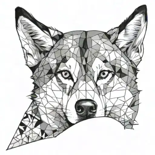 Husky Face With Geometric Sketch And Living Abroad