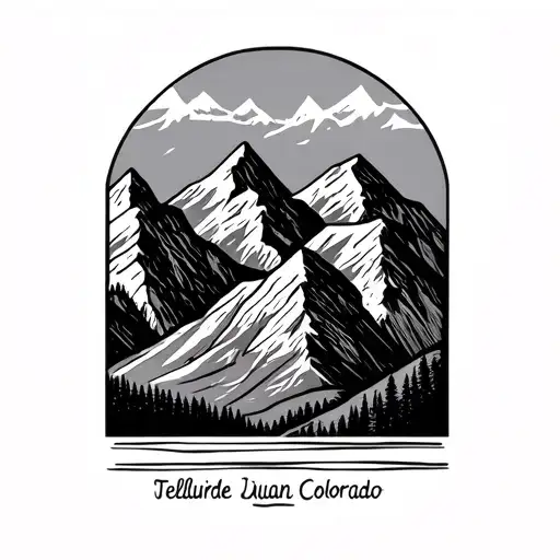 One Line Outline Of The Telluride Colorado San Juan Mountains