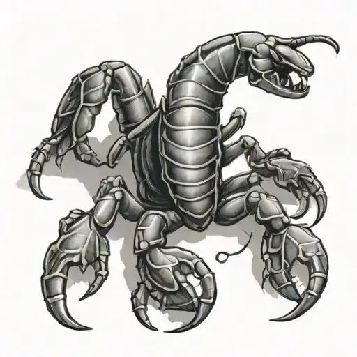 A Realistic Black-grey Tattoo Of A Scorpion Crawling Over The Number 7