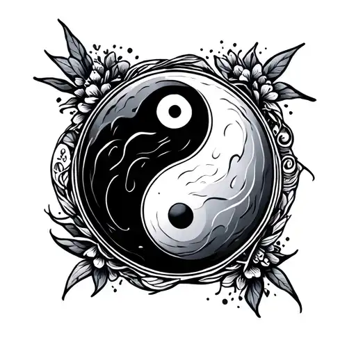 Fine Line Tattoo Yin Yang Symbol