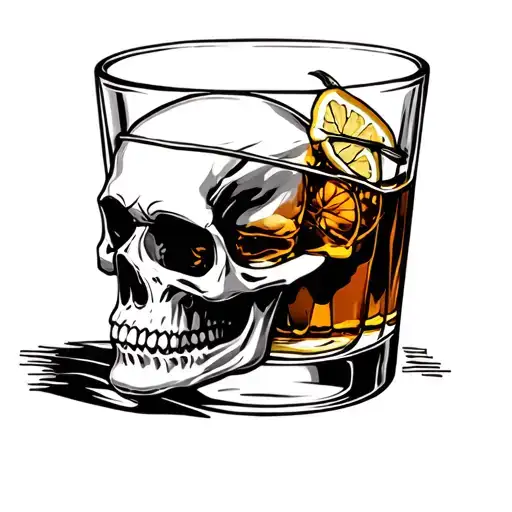 Skull In Whiskey Glass
