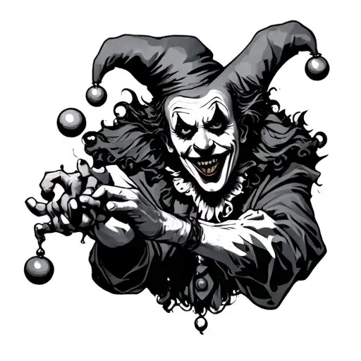 Scary Jester Juggling Clown Heands