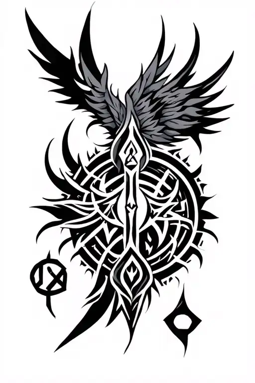 Norse Mythology Runes Tribal Inspired Design Featuring