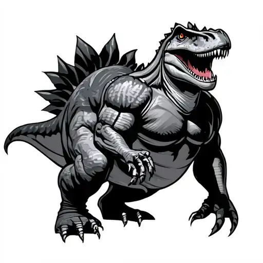 Dad Dinosaur Wrestler