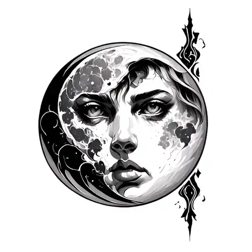 Create A Line Art Tattoo Design That Combines Moon And Strength