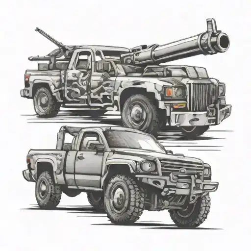 Pickup Truck With Machine Gun