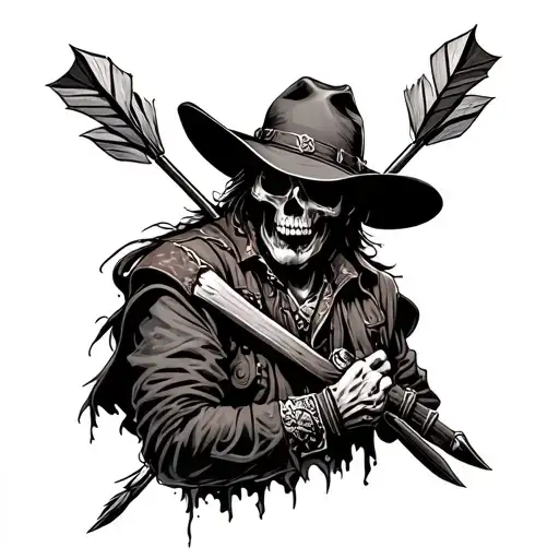 Dead Cowboy With Arrows Sticking Out Of Back