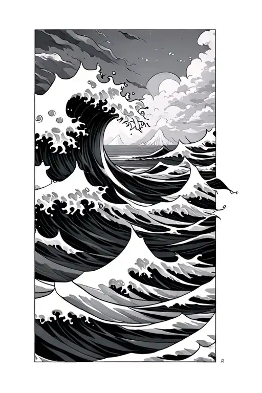 Waves Crashing And Flowing Japanese Waves Anime
