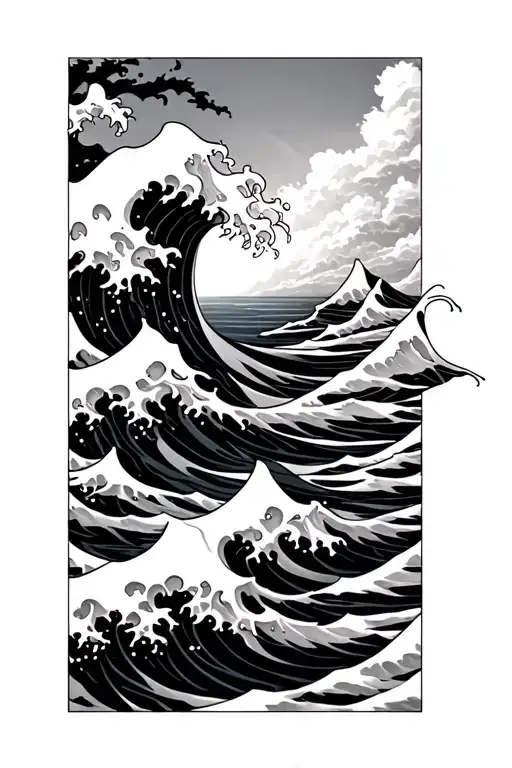 Waves Crashing And Flowing Japanese Waves Anime