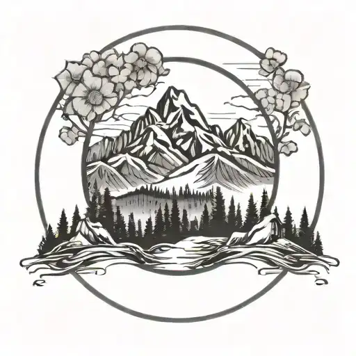 Alpine Mountains In A Circle