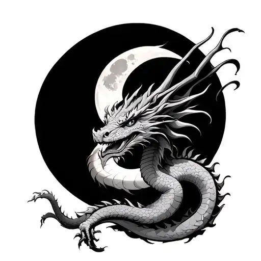 Dragon With Moon