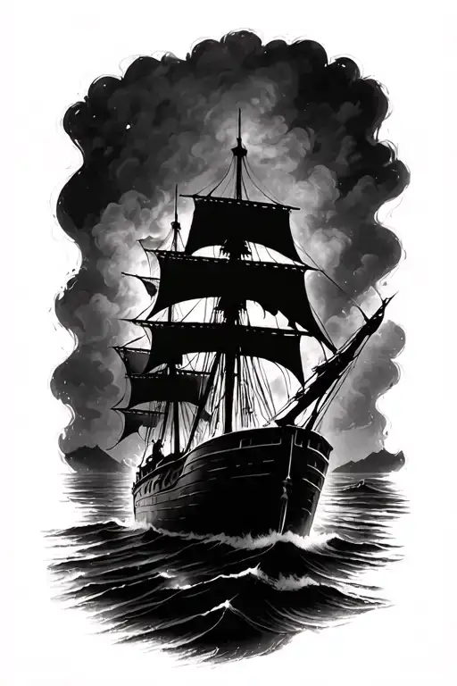 Burning Ships On A Beach Scene