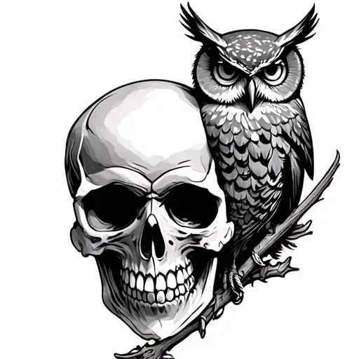 Skull And Owl Perched On Top