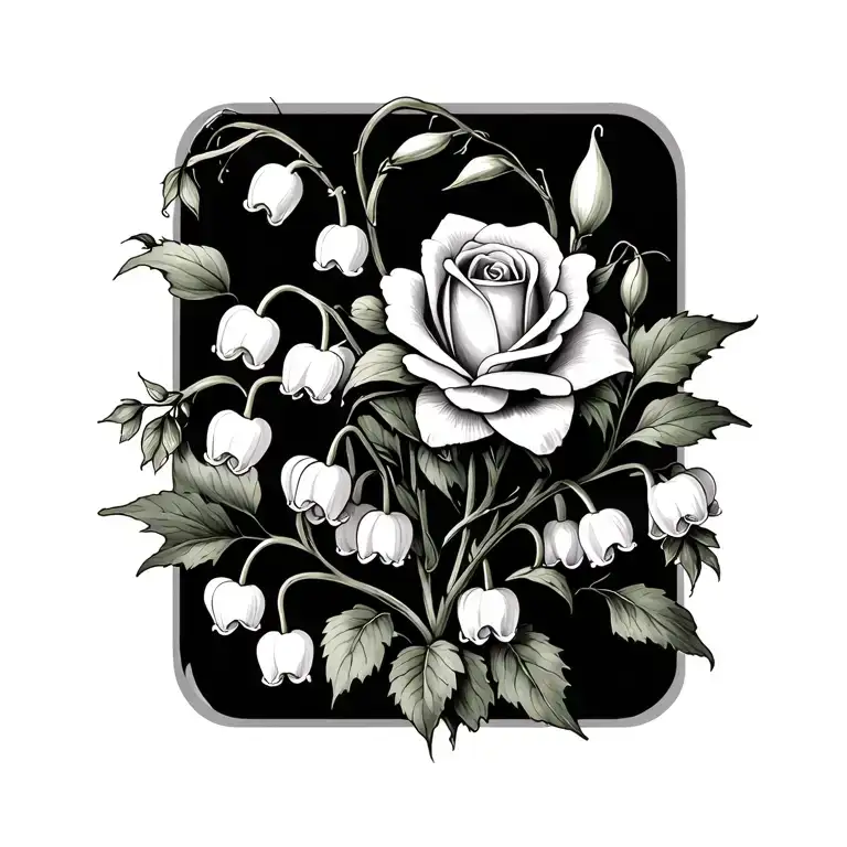 Lily Of The Valley Vine With A Rose In The Middle