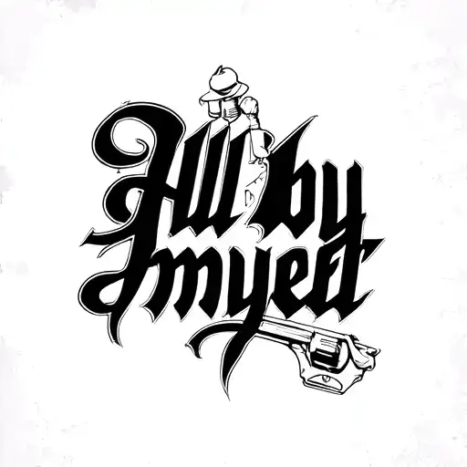 All By Myself Text In Gangster Font And A Champion