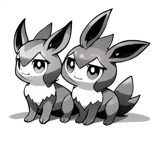 Pokemon Eevee And Vulpix Sitting Next To Each Other