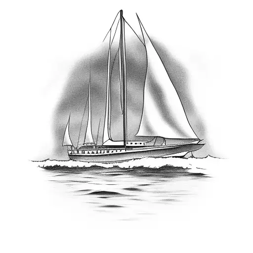 Sailboat With Background Of Chart Lines