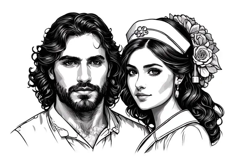 Outline Tattoo Symbolizing Sniper Father And Nurse Mother