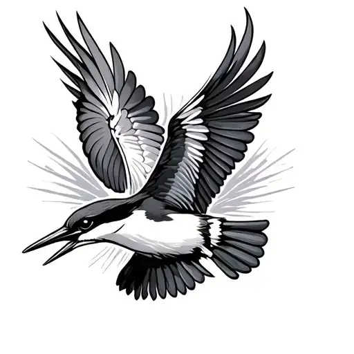 Black And White Kingfisher Flying