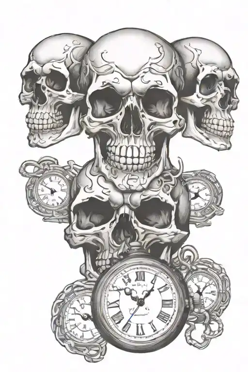 See Hear Speak No Evil Skull And Pocket Watch