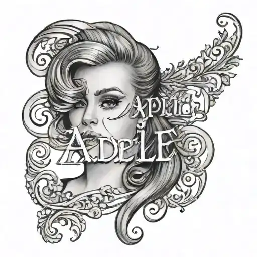 A Portrait Of Adele With Her Name In Elegant Script Underneath