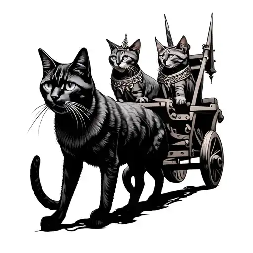 Freya Cats Pulling Chariot Norse Style