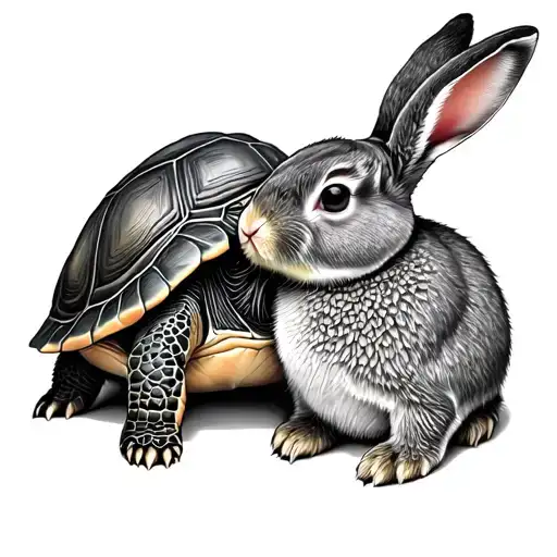 Turtle Kissing A Rabbit