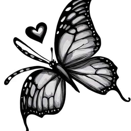 Dark Butterfly With Small Heart On Top