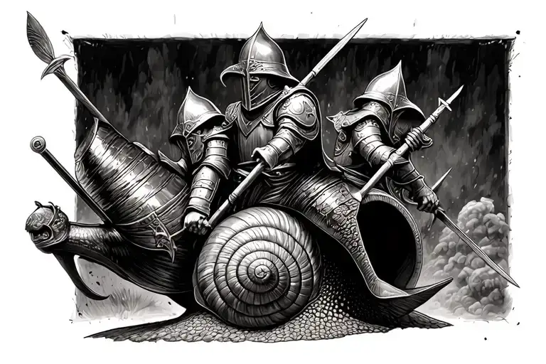 90S Dark Fantasy Snail Jousting Tournament With Knights