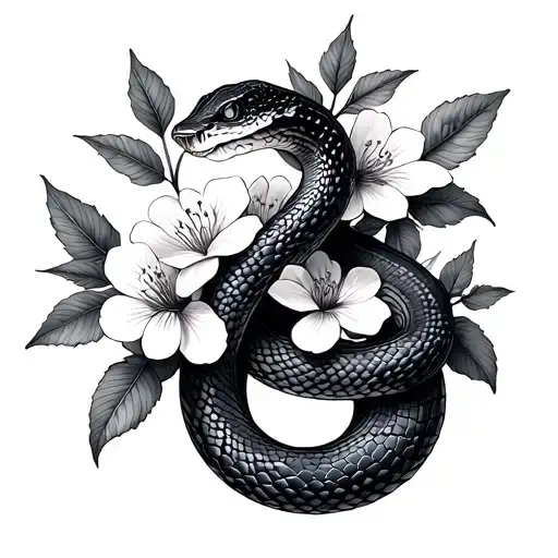 Snake With Blossoms Wrapped