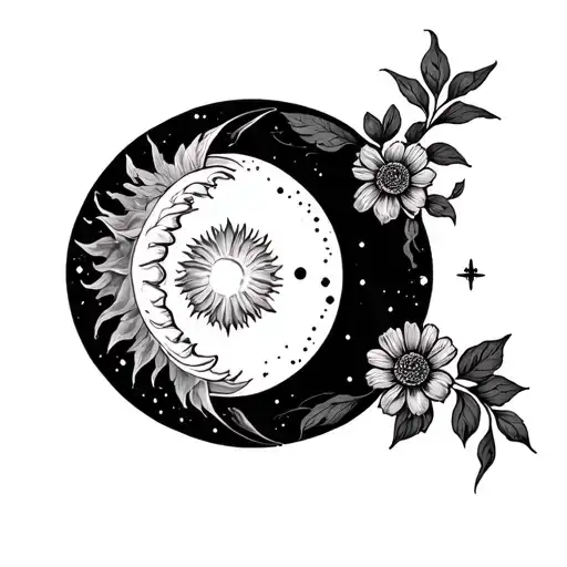 Sun And Moon Tarot With Flowers