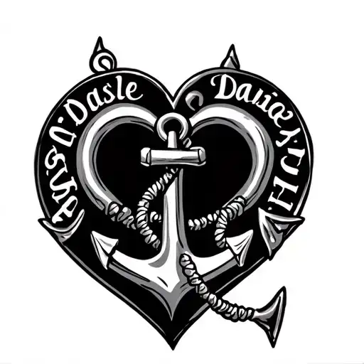 Anchor Heart And Name Daniel And Lisa