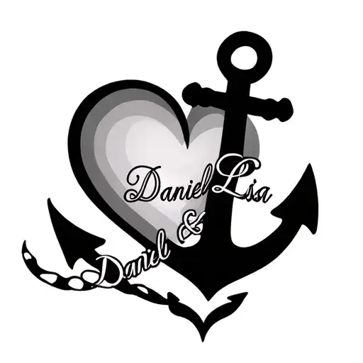 Anchor Heart Name Daniel & Lisa
