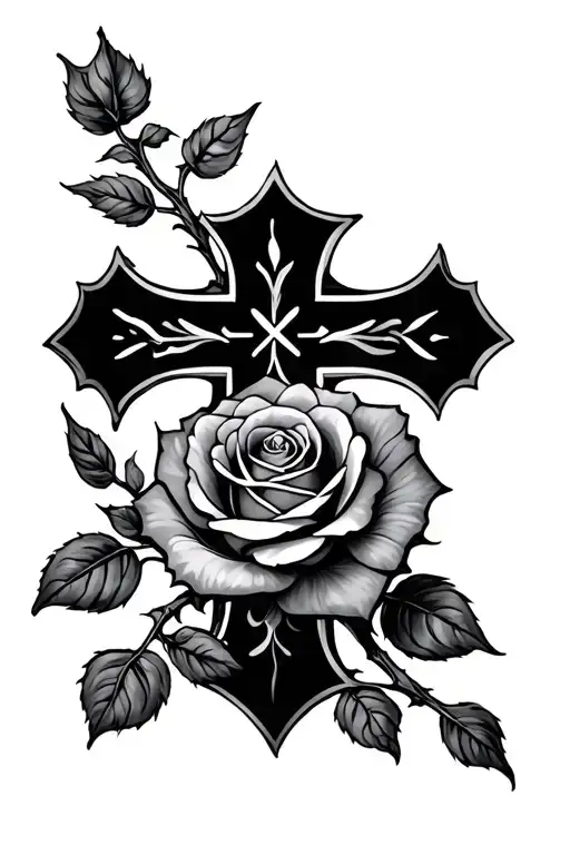 Chettian Cross With Rose Stem Intertwined