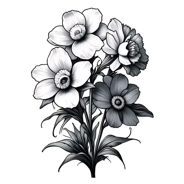 Carnation Narcissus Cosmos Flowers