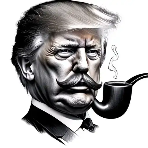 Donald Trump Hitler Moustache Smoking Pipe