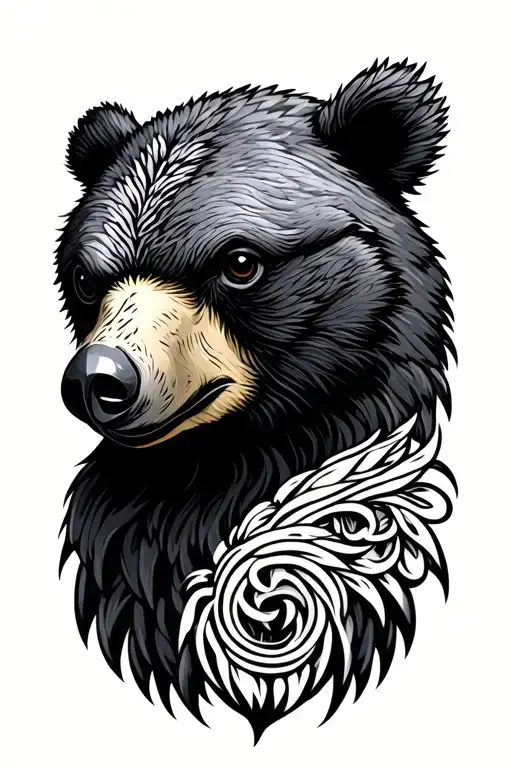 Bird And Bear Head Profile Holding