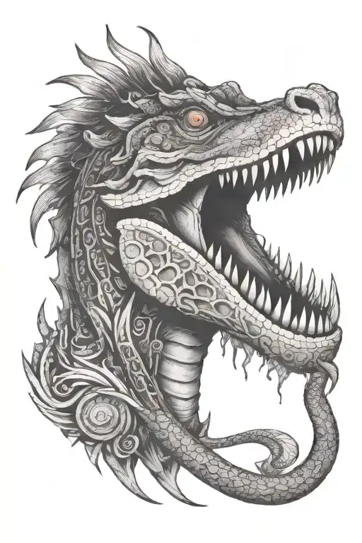 An Abstract Design Incorporating Ammit's Crocodile Head And Human Heart Elements