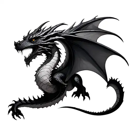 A Realistic Dragon In Dark Fantasy Style