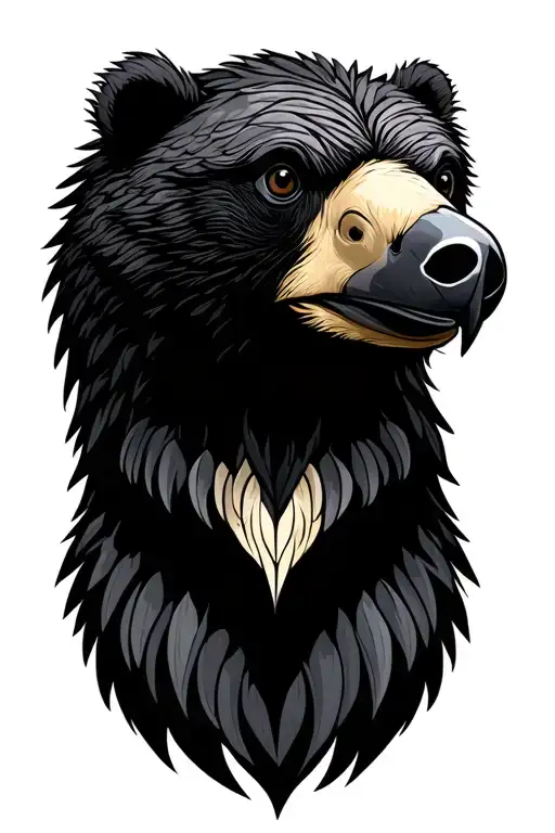 Bird And Bear Head Profile Minimalist