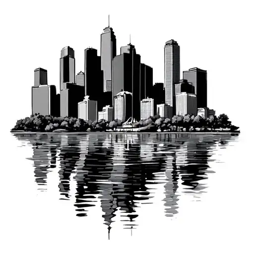 Los Angeles Ca Skyline With Reflection In Water As Oakland Ca Skyline