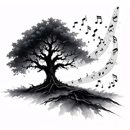 Tree With Musical Notes Floating