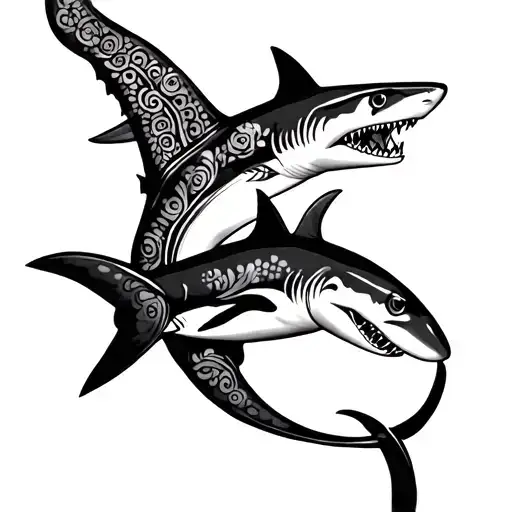 Henna Design With Sharks