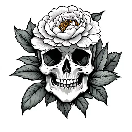 Funny Skull And Peony