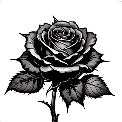Single Black Rose With Thorns