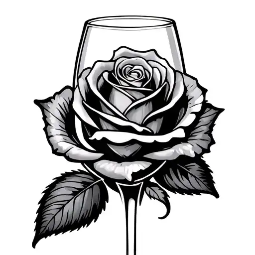 Wine Glass Rose Intertwined
