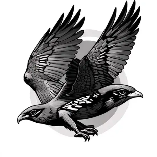 Mini Falcons Flying One Behind The Other